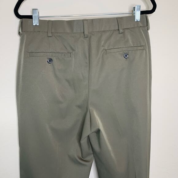 IZOD Brown Green Pleat Front Trousers Sz 32 x 30 - Picture 6 of 7